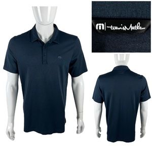 Travis Mathew Mens Large Shirt Blue Polo Short Sleeve Pima Cotton Embroidered